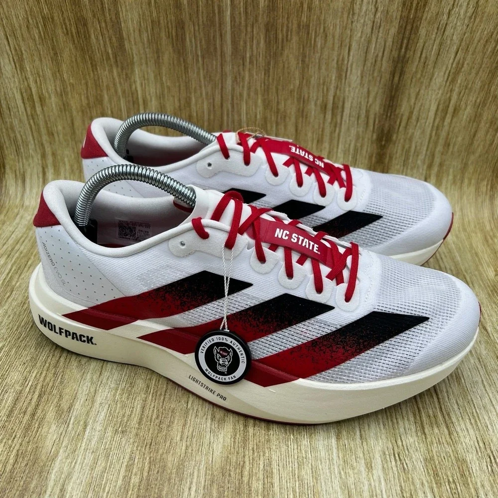 Adidas Adizero Evo SL NC State Wolfpack Mens 6 Women's 7 White Red Shoes JQ4571